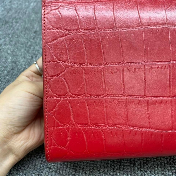 100% Authentic Saint Laurent Kate Monogramme Red Leather Shoulder Bag - Picture 3 of 13